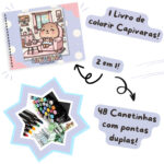 Kit Livro para Colorir CAPIVARA (Roxo) + 48 Canetas