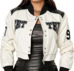 Jaqueta Feminina Better Courino Moda Gringa com Zíper Interno – Preta e Branca – Tam M