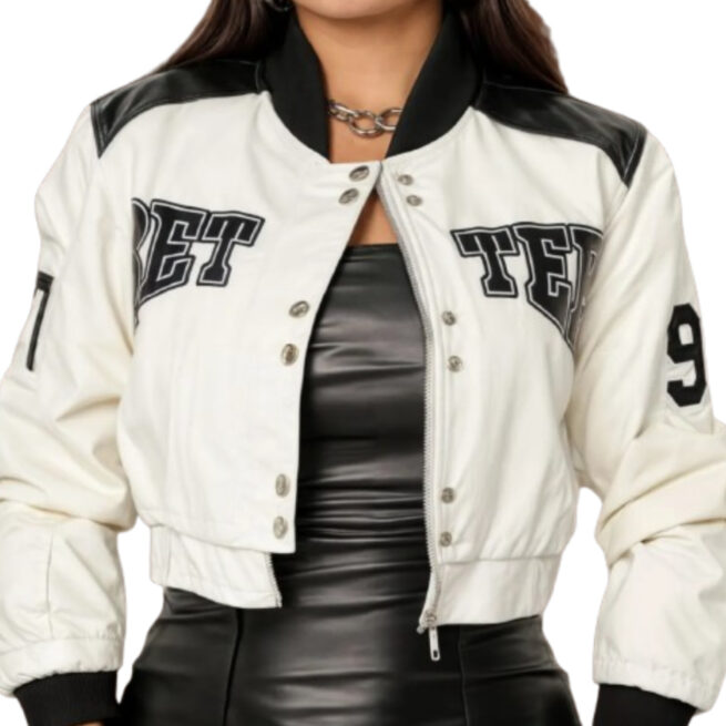 Jaqueta Feminina Better Courino Moda Gringa com Zíper Interno – Preta e Branca – Tam M