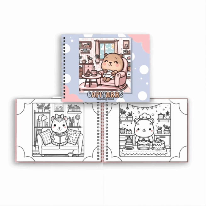 (Transparente) Kit Livro Colorir CAPIVARA (Roxo) + 80 Canetas - Com Maletinha