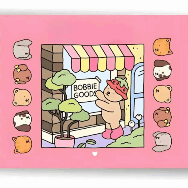 Kit Livro Colorir Bobbie Goods (Rosa) + 80 Canetas - Com Maletinha