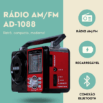Rádio AM/FM Retrô Vintage Portátil – Modelo Avó Avô Y1088BT