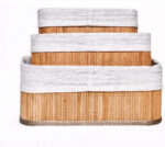 Conjunto 3 Cestos Organizadores Multiuso de Bambu com Forro BM-F1101