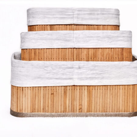 Conjunto 3 Cestos Organizadores Multiuso de Bambu com Forro BM-F1101