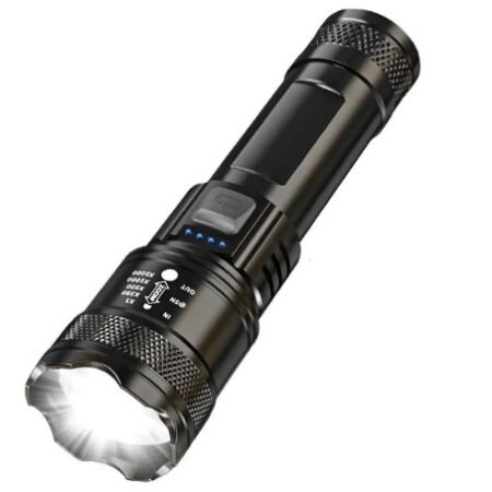 Lanterna Tática com Zoom Telescópico, Carregamento USB – Modelo LAN-7059 – Branco