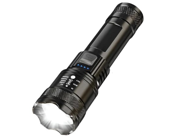 Lanterna Tática com Zoom Telescópico, Carregamento USB – Modelo LAN-7059 – Branco