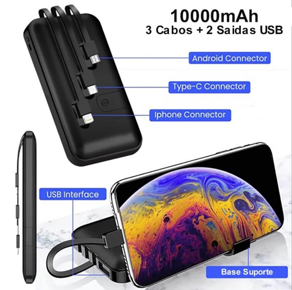 Carregador Portátil com Suporte 10000mAh PN-953 – Energia Onde Você For