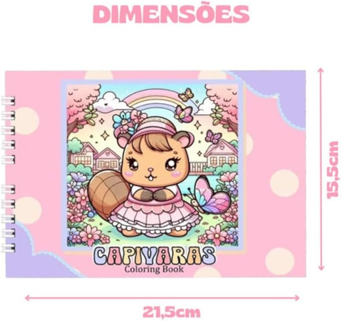 Livro Infantil para Colorir CAPIVARA – Rosa – Desenhos Variados