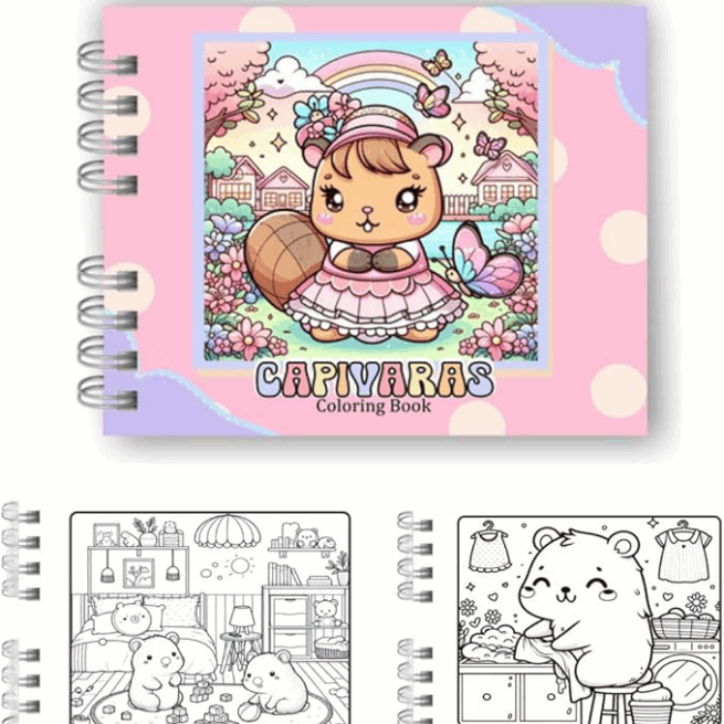 Livro Infantil para Colorir CAPIVARA – Rosa – Desenhos Variados