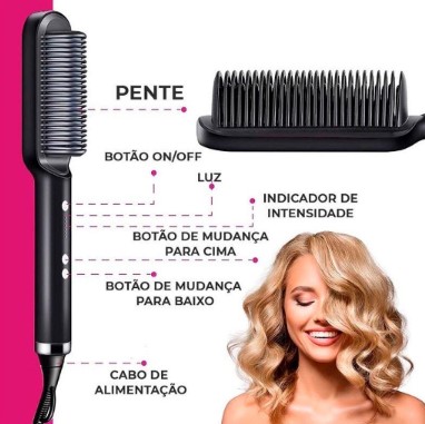 Escova Alisadora Elétrica Bivolt – Branca