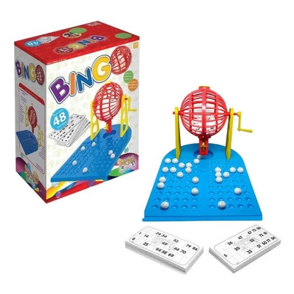 Jogo de Mesa Bingo com 48 Cartelas e Dispenser de Bolinhas