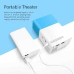 Mini Projetor Portátil LED 1080p Azul/Branco com Saída HDMI Bivolt – 600 Lumens