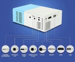 Mini Projetor Portátil LED 1080p Azul/Branco com Saída HDMI Bivolt – 600 Lumens