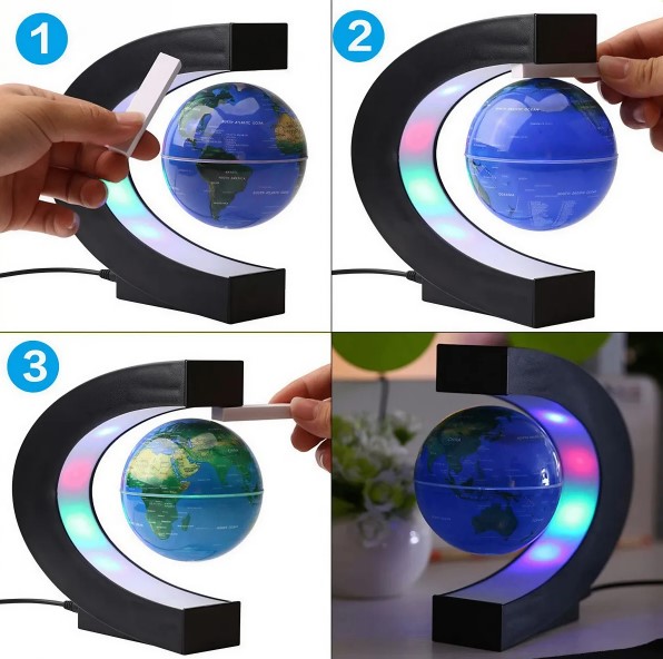 Globo Terrestre Magnético Flutuante com LED Bivolt – BM-F1001 – Decoração Moderna e Tecnológica