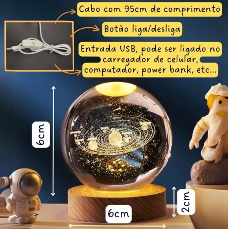 Luminária de Mesa LED Bola Cristal BM-F976B