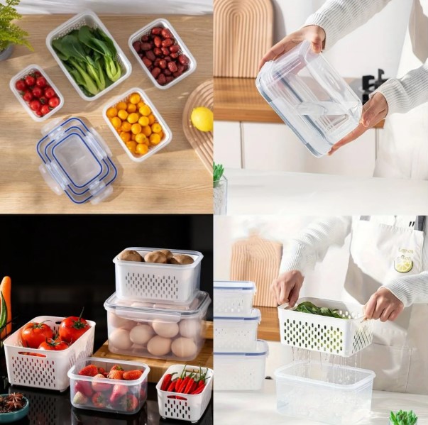Conjunto Hermético para Alimentos com 3 Potes e Tampa – BM-F1040 – Conservação e Organização