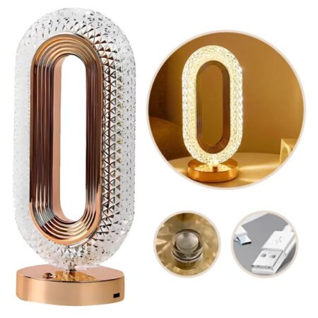 Luminária Abajur Cristal LED Touch Recarregável USB – Estilo Retrô – Modelo BM-F1051