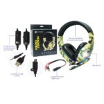 Headset Gamer Exército Camuflado com LED – Compatível Xbox One, PS4, Celular e PC – BM-218 (Cores Sortidas)