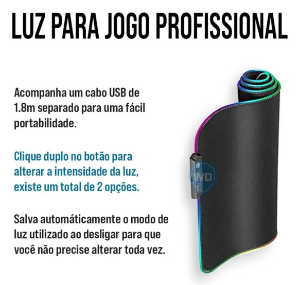 Mouse Pad Speed Gamer com LED BM-791