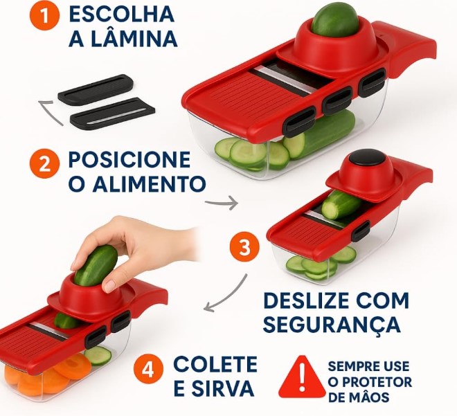 Cortador de Legumes Mandoline Multifuncional 6 em 1 - BM-A16 – Praticidade na Cozinha