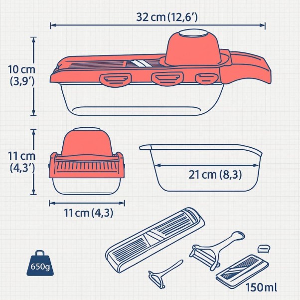 Cortador de Legumes Mandoline Multifuncional 6 em 1 - BM-A16 – Praticidade na Cozinha