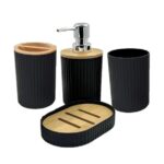 Conjunto de Acessórios para Banheiro 6 Peças em Bambu – Branco – BM-F1080A