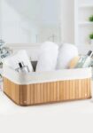 Conjunto 3 Cestos Organizadores Multiuso de Bambu com Forro BM-F1101