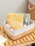 Conjunto 3 Cestos Organizadores Multiuso de Bambu com Forro BM-F1101