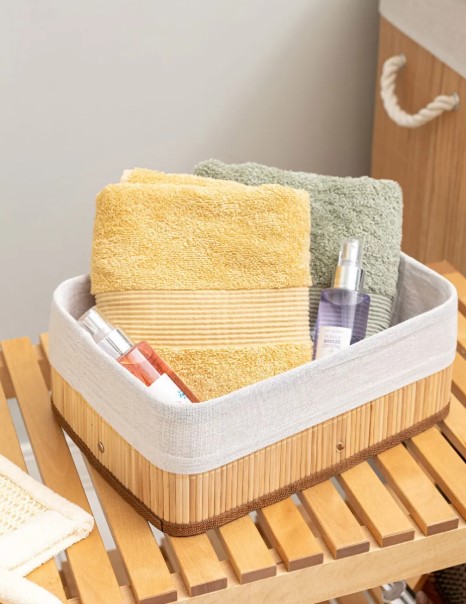 Conjunto 3 Cestos Organizadores Multiuso de Bambu com Forro BM-F1101