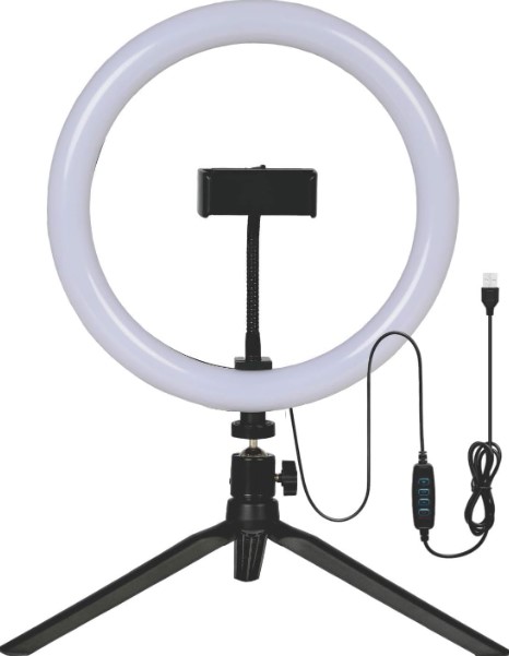 Ring Light 12" com Tripé Regulável para Gravação e Selfie