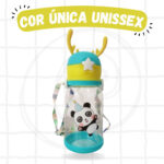 Garrafa Infantil Portátil Panda com Tampa, Canudo e Alça Lateral – Unissex