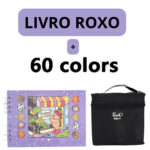 Kit Livro para Colorir Bobbie Goods Roxo com 60 Canetas – Inspiração e Imaginação