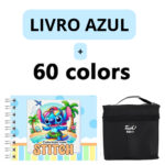 Kit Livro para Colorir Lilo Stitch Azul com 60 Canetas – Diversão Criativa para Crianças