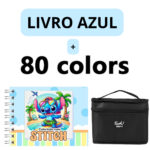 Kit Livro para Colorir Lilo Stitch Azul com 80 Canetas – Arte e Diversão para Crianças