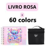 Kit Livro para Colorir Lilo Stitch Rosa com 60 Canetas – Arte e Educação para Crianças