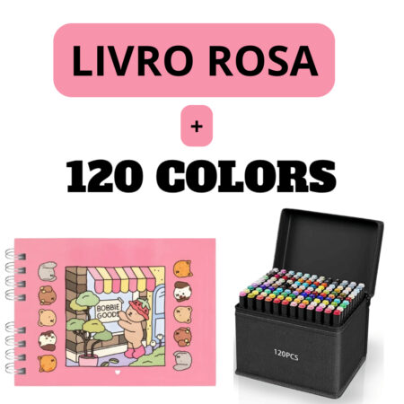 Kit Livro Colorir Bobbie Goods Rosa com 120 Canetas – Diversão e Criatividade para Crianças
