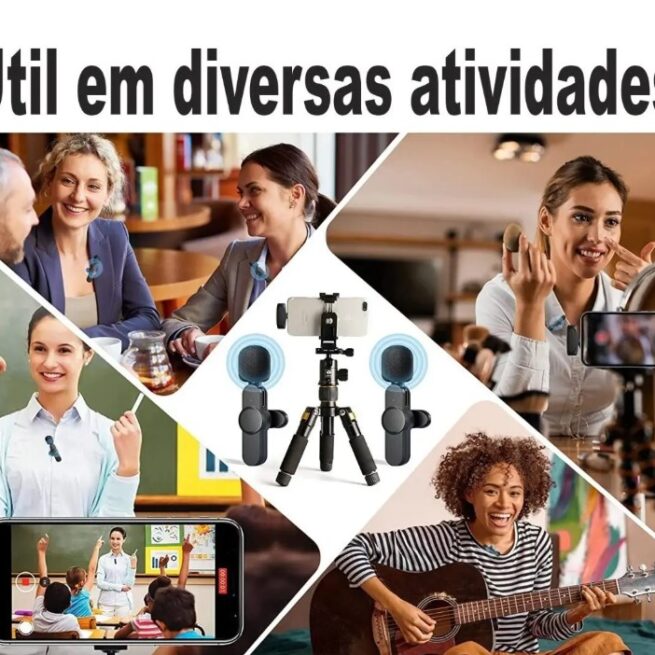 Microfone Lapela Sem Fio Bluetooth LAPELA P2 K35 com Cabo USB – Áudio Claro e Confiável