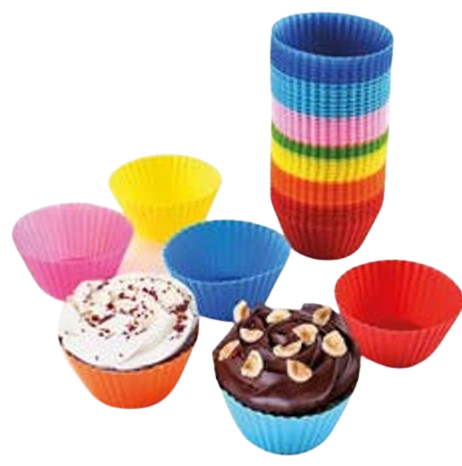 Conjunto 12 Formas de Silicone para Mini Cupcake, Bolo, Muffin e Pão de Queijo – Assadeira para Airfryer e Forno – BM-F956