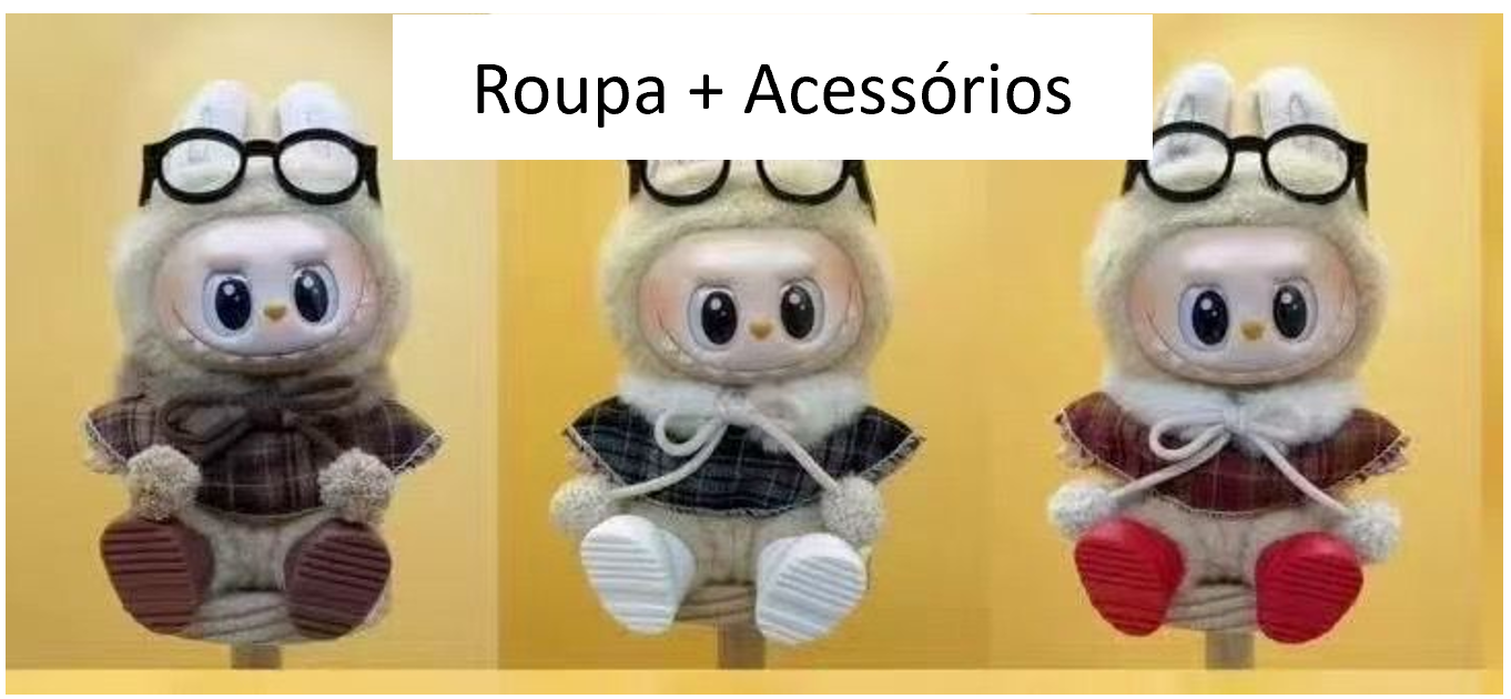 Kit Sem Caixa + Roupas – Geração 2 Sortidos – Labubu Monstros Mini Pelúcias Colecionáveis Personalizáveis + 1 Roupa
