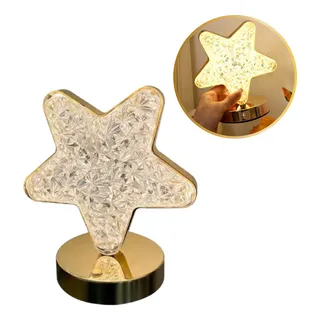 Luminária Abajur Cristal LED Touch Recarregável USB – Estrela