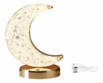 Luminária Abajur Cristal LED Touch Recarregável USB – Lua – Design Elegante