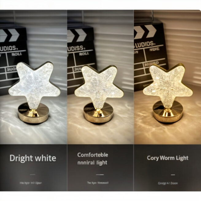 Luminária Abajur Cristal LED Touch Recarregável USB – Estrela