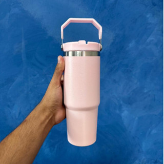 Garrafa Flip Straw Tumbler 900 ml com Alça Superior e Canudo – Rosê Personalizado Grande – Elegância e Funcionalidade