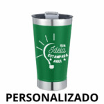 Copo Térmico Inox 473 ml com Tampa e Abridor – Verde Personalizado – Estilo e Funcionalidade