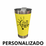 Copo Térmico Inox com Tampa e Abridor 473 ml - Amarelo (Personalizado)