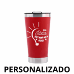 Copo Térmico Inox Personalizado 473 ml com Tampa e Abridor – Vermelho Vibrante