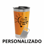 Copo Térmico Inox com Tampa e Abridor 473 ml - Laranja (Personalizado)