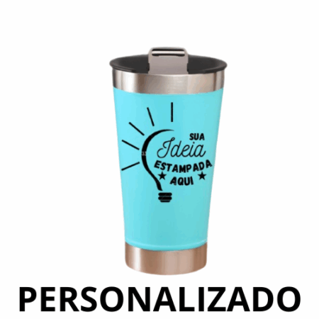 Copo Térmico Inox Personalizado 473 ml com Tampa e Abridor – Verde Água – Moderno e Funcional