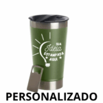 Copo Térmico Inox 473 ml com Tampa e Abridor – Verde Militar Personalizado – Estilo e Praticidade