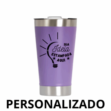 Copo Térmico Inox Personalizado com Tampa e Abridor (473 ml) – Violeta